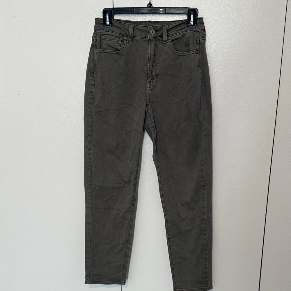 American Eagle Olive Green Straight Leg Mom Jeans
